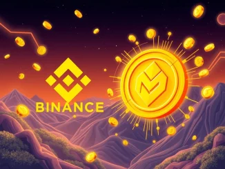 Visualizing the Binance MIRA listing announcement, with the MIRA token symbol emerging from a Binance platform, representing a new Hodler Airdrop.