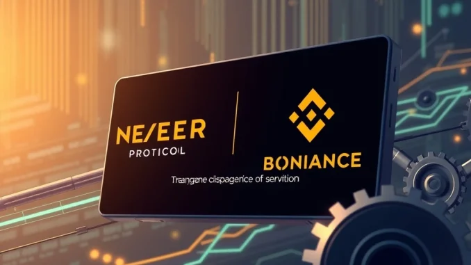 Visualizing the temporary Binance NEAR suspension for an essential NEAR network upgrade, impacting deposits and withdrawals.