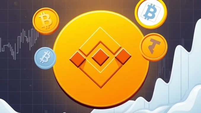 Binance logo with IMX, NMR, TWT crypto symbols, representing **Binance new listings** and expanded trading opportunities.