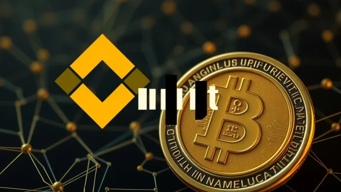 An illustration showing the temporary **Binance OM suspension** for deposits and withdrawals, indicating a halt in crypto transactions.