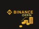 Visualizing the **Binance OPEN listing** announcement, showing the OPEN token logo alongside the Binance logo, representing the new listing and Hodler Airdrop opportunity.