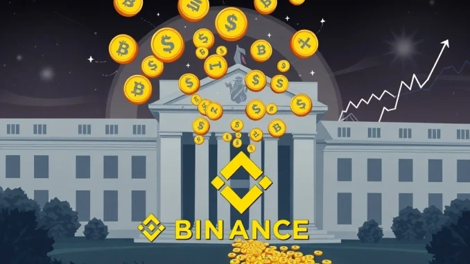 Illustrates a substantial Binance stablecoin inflow, signaling investor capital positioning ahead of the US rate decision, reflecting crypto market anticipation.