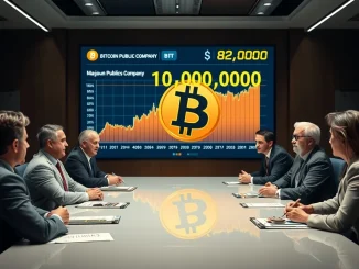 Illustrating the monumental growth of **public companies Bitcoin** holdings, surpassing 1 million BTC, signaling robust institutional adoption.