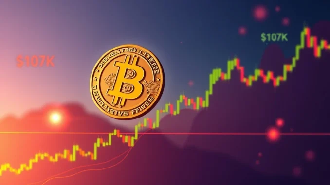 Bitcoin Cycle: Analyst Reveals Crucial $107K Support Holds Strong A digital chart showing Bitcoin's price trajectory with a strong $107K BTC support line, signifying the ongoing Bitcoin cycle.