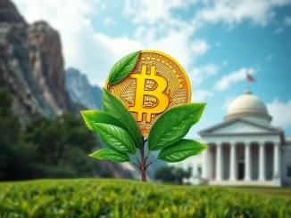 Visualizing 7RCC's innovative **Bitcoin ETF** merging digital assets with sustainable carbon credits for a greener financial future.