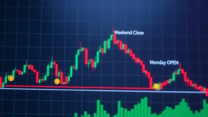 A financial chart illustrating a significant CME Bitcoin futures gap, representing market movements and trading opportunities.