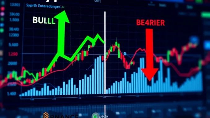 Chart illustrating BTC perpetual futures long/short ratios on leading crypto exchanges, indicating current market sentiment for Bitcoin trading.