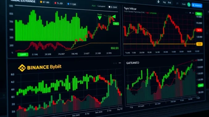 Bitcoin Futures: Unveiling Crucial Long/Short Ratios Across Top Exchanges Dashboard illustrating Bitcoin perpetual futures long/short ratios on leading crypto exchanges, indicating market sentiment for BTC.
