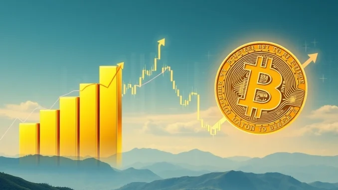 A financial chart illustrating Bitcoin's resilient uptrend alongside a gold price surge, reflecting Matrixport's market analysis.
