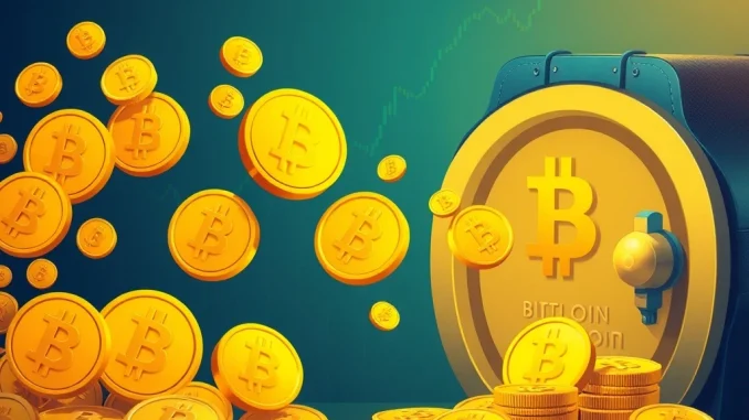 An illustration depicting a significant BTC inflow, symbolizing strong Bitcoin accumulation and investor confidence.