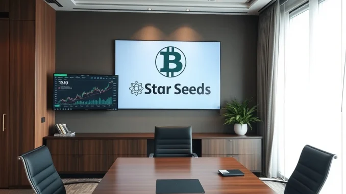A Japanese company, Star Seeds, making a strategic Bitcoin investment, symbolizing their significant BTC purchase.