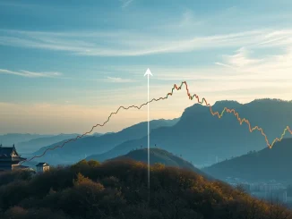 Chart showing the KOSPI index peaking as Bitcoin begins a decline, illustrating the KOSPI Bitcoin correlation.