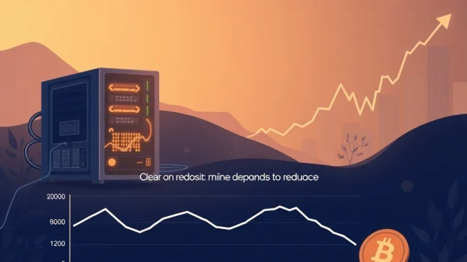 Chart showing declining Bitcoin miner deposits to exchanges, indicating reduced selling pressure and potential accumulation.