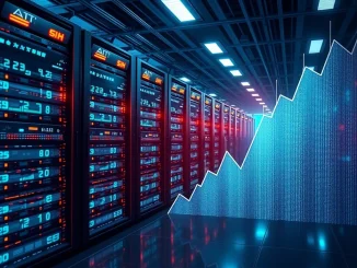 Graph showing US Bitcoin miners market cap reaching a record $39 billion, illustrating growth driven by AI expansion.