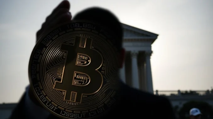 Visualizing a South Korean court ruling against Bitcoin mixing, depicting concealed funds and the legal consequences of crypto crime.