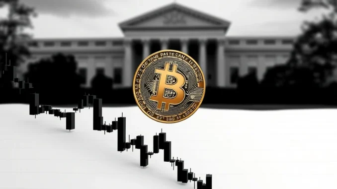 Bitcoin price chart showing a decline after the Federal Reserve's rate cut, highlighting the crucial $111K support level.