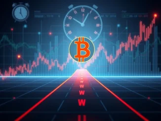 A crossroads on a financial chart representing the critical juncture for Bitcoin price, illustrating uncertainty for its next trend.