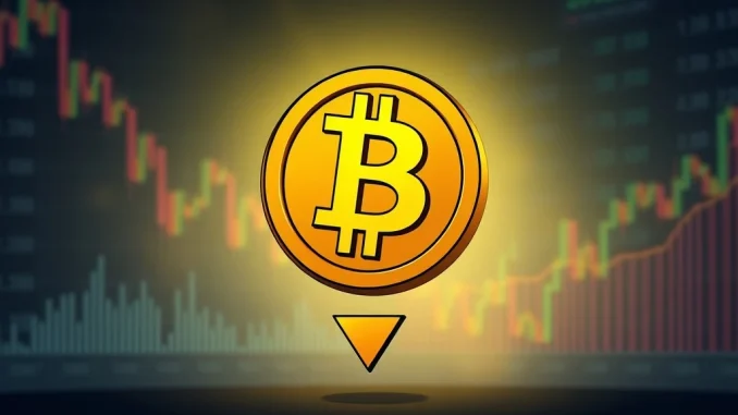A chart illustrating a potential Bitcoin price decline, reflecting the BTC price risk highlighted in the Matrixport report.
