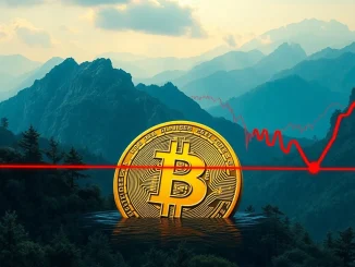 A Bitcoin price chart showing a sharp decline, symbolizing the recent BTC fall below $116,000 and its impact on the crypto market.