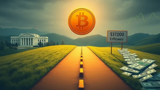 Visualizing three key Bitcoin price factors: Fed rates, $117,000 resistance, and ETF inflows, guiding market direction this week.