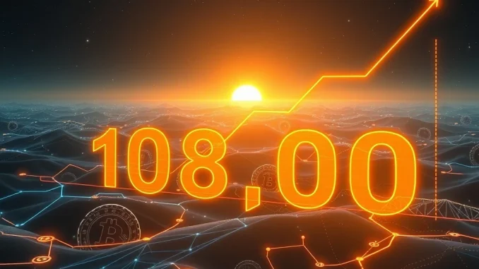 A chart showing a projected Bitcoin price prediction of $108,000 by 2033, illustrating Alphractal's long-term forecast.