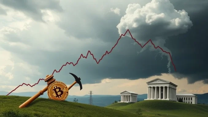A chart illustrating a significant Bitcoin price drop, visually conveying the critical factors impacting the crypto market's recent downturn.
