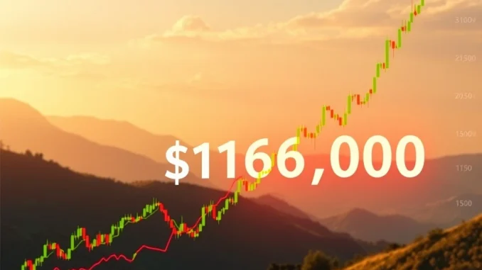 Chart illustrating Bitcoin's price surge above $112,000, signifying robust cryptocurrency market strength.