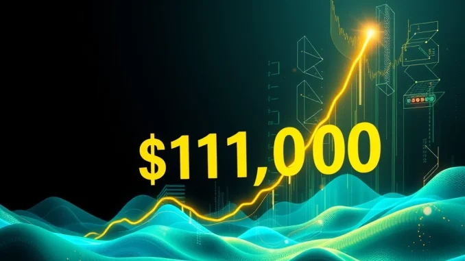 A digital representation of Bitcoin's price chart showing an upward trajectory, signifying the recent Bitcoin price surge above $111,000.