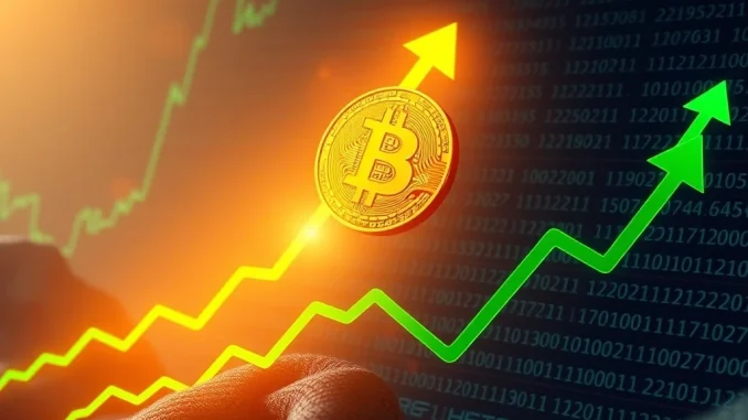 A visual representation of the Bitcoin price reaching a new high, symbolizing the significant BTC rally in the market.