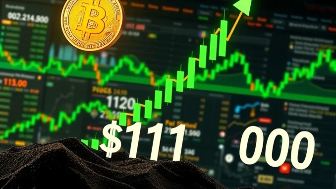 Chart showing Bitcoin price surpassing $111,000, indicating a significant BTC price surge in the cryptocurrency market.