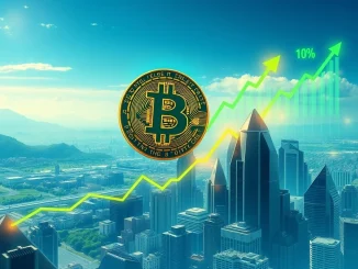 A visual representation of the Bitcoin price surging past $110,000, illustrating significant growth in the cryptocurrency market.