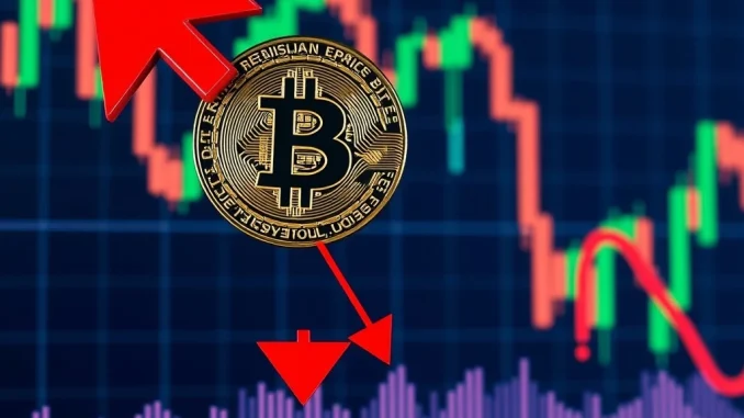 Bitcoin price drop: BTC chart showing a significant fall below $115,000, signaling a challenging period for the cryptocurrency market.