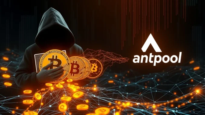 Visualizing a significant **Bitcoin transfer** of 1,922 BTC moving from an unknown source to **Antpool**, highlighting large crypto movements.