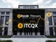 Bitcoin Treasury Corporation's OTCQX listing logo against a backdrop of rising financial charts, signifying enhanced market access.