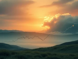 A financial chart showing extremely low Bitcoin volatility, hinting at an imminent BTC price surge.