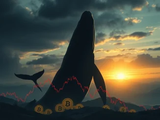 An illustrative chart showing a potential Bitcoin price drop, influenced by a significant whale sell-off in the crypto market.