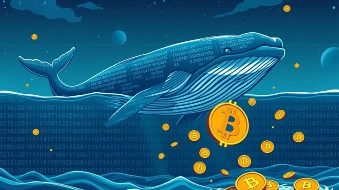 An illustration of a crypto whale executing a massive BTC sell-off, impacting the Bitcoin price.