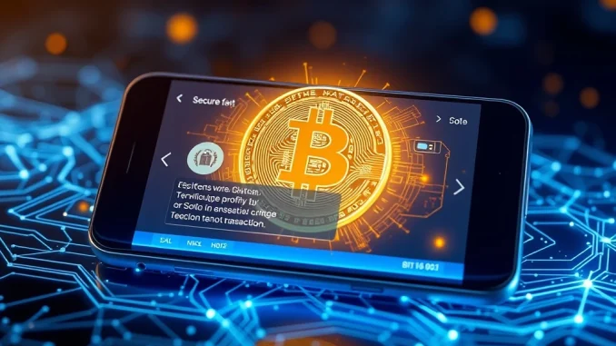 A smartphone screen showing a rapid, secure Bitcoin transaction verification, powered by a **Bitcoin ZK verifier**.