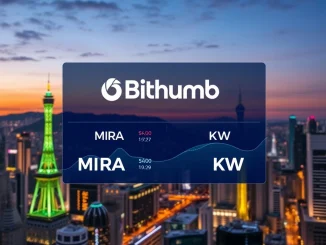 Bithumb's trading platform displaying the new MIRA token listing against the South Korean won, signaling a significant digital asset development.