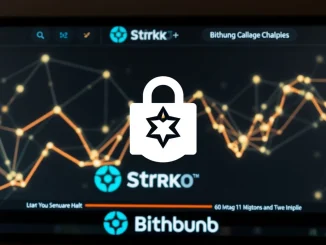 An image depicting Bithumb's temporary suspension of STRK deposits and withdrawals, highlighting a critical operational pause due to a technical issue.