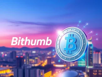 Bithumb USD1 listing announcement, showing the exchange logo and a digital currency symbol, representing a new stablecoin trading opportunity.