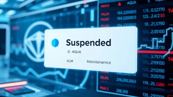 Bithumb XLM and AQUA deposit/withdrawal suspension notice, signifying a crucial Stellar network upgrade.