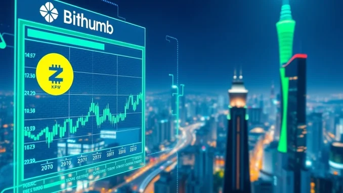 Bithumb ZKC listing announcement on a digital screen, symbolizing new trading opportunities for ZKC cryptocurrency.