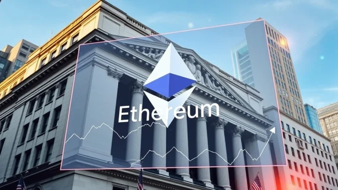 An illustration symbolizing BitMine's ambitious goal to acquire a significant Ethereum Supply through NYSE options trading, representing a major institutional crypto investment.
