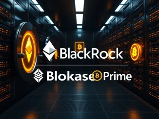 A secure digital vault representing BlackRock's significant 4,538 ETH deposit to Coinbase Prime, highlighting institutional crypto activity.