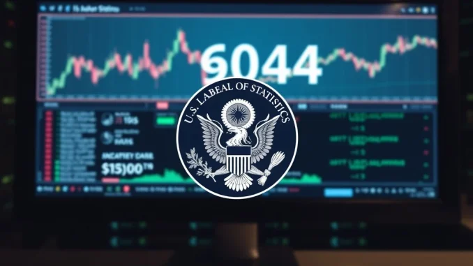 A digital screen displaying a BLS data error message, symbolizing the disruption to the U.S. Bureau of Labor Statistics' website tool affecting crucial economic data releases.