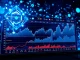 Bluefin trading volume surge visualized with upward financial charts and blockchain elements, signifying decentralized exchange growth.