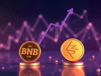 A visual representation of BNB market cap overtaking Solana, symbolizing a shift in cryptocurrency ranking.