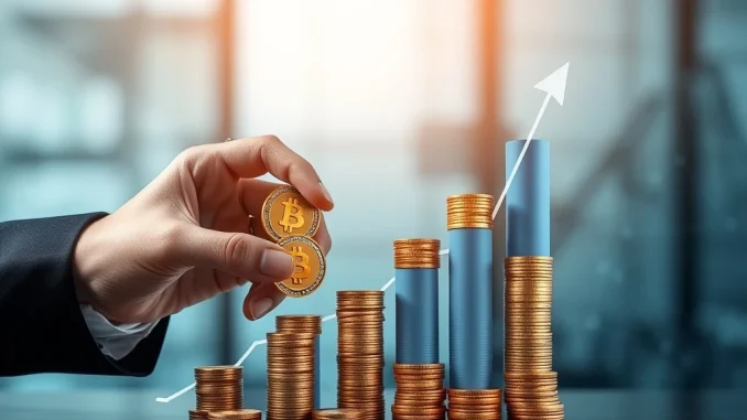 Visualizing BNC's BNB acquisition strategy, showing a large BNB coin in a corporate financial setting, representing strategic investment and growth.