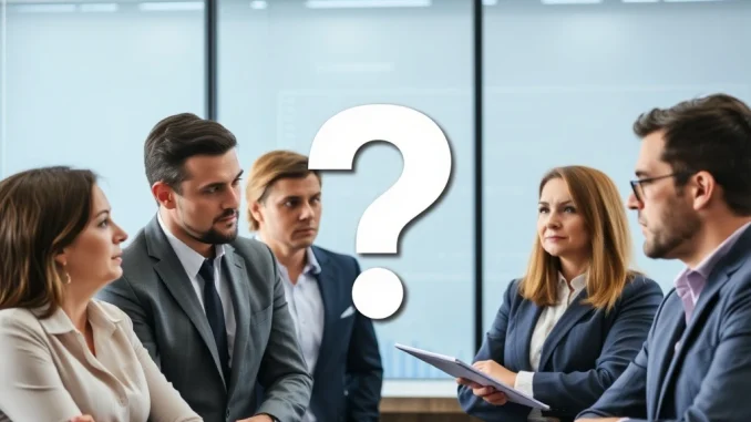 A visual representation of institutional hesitation towards crypto, showing fund managers pondering investment decisions, highlighting the low institutional crypto adoption rates.